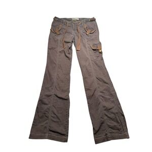Vintage LEI Pants Womens 9 Brown Flare Low Rise Stretch Y2K Style Cargo